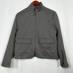 Max Studio London Short Jacket Checkered Double Knit Womens Medium Black White